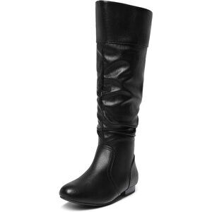 Women's Faux Fur Wide Calf Knee High Pull On Winter Boots